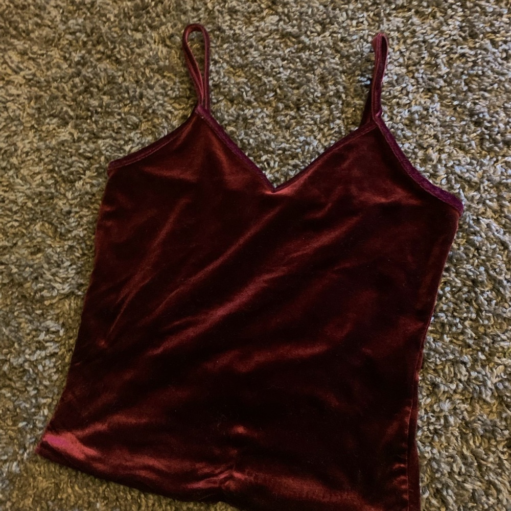 velvet deep red tank $8
